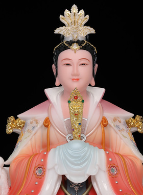 觉缘阁汉白玉彩绘碧霞元君神像