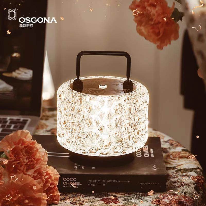 轻奢水晶台灯床头灯高级感氛围礼物装饰摆件充电超长续航奢华夜灯