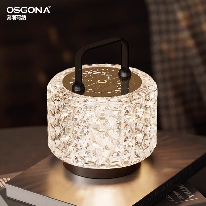 轻奢水晶台灯床头灯高级感氛围礼物装饰摆件充电超长续航奢华夜灯