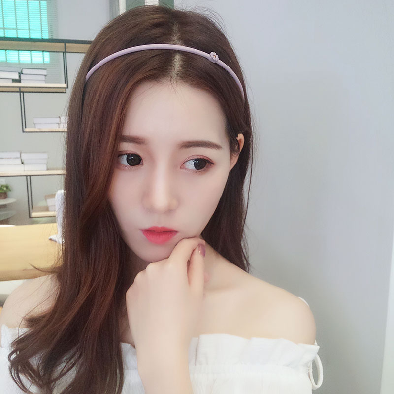 韩国细巧花朵水钻发箍 带齿防滑细边头箍 胶质韧性好马卡龙色发卡