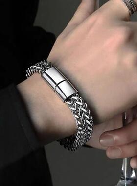 欧美双层手链嘻哈钛钢粗韩版街头