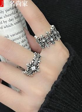 欧美风个性十字架戒指女镂空时尚