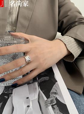 韩版复古英文字母戒指女宽面重工