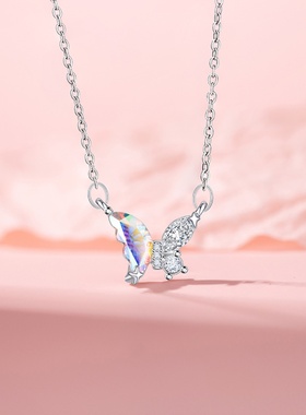 原创在逃公主系列幻彩蝴蝶项链女