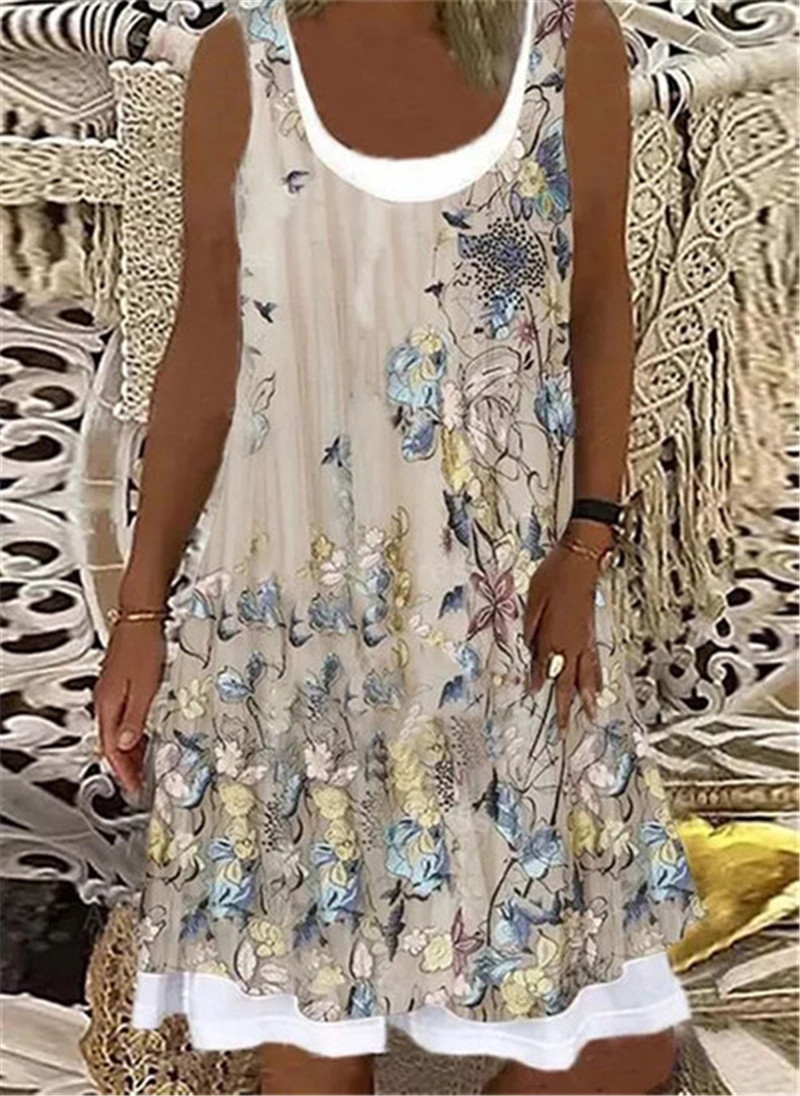 女士夏季复古休闲印花无袖连衣裙Vintage Print Sleeveless Dress,淘宝优惠券,粉丝福利购,淘宝优惠卷