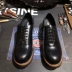 Da phong cách Anh retro Nhật Bản thoáng khí giản dị để giúp đầu to màu đen làm bằng tay Martin Derby giày da nam - Giày thấp