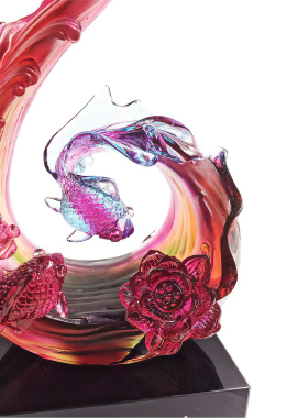 鸿运满堂琉璃金鱼摆件定制