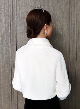 仿皮草长袖保暖婚纱礼服披肩秋冬