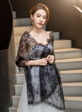 新娘头纱蕾丝睫毛花边礼服面纱仙