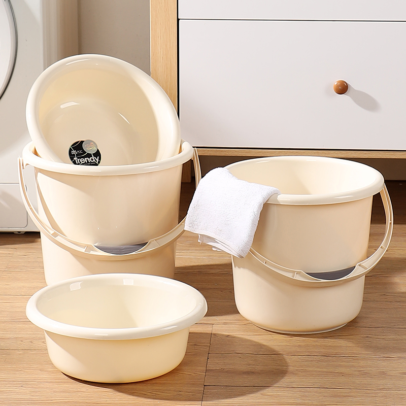 水桶家用加厚学生宿舍洗澡桶带脸盆大号洗衣桶泡脚桶装储水桶圆桶 - 图3