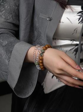 精细高抛10mm库克圆珠光珠单圈手串菩提念珠佛珠盘玩手链新中式