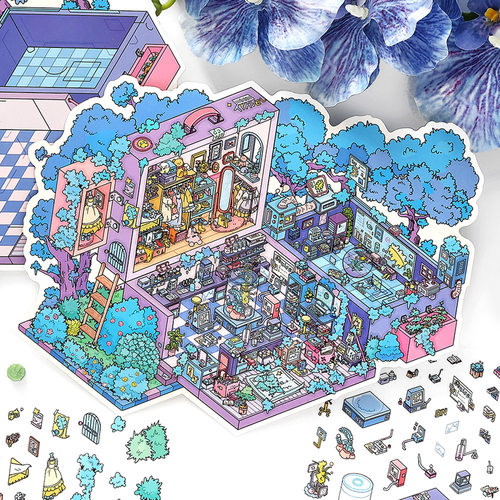infeelme我的小屋第二十一弹系列造景贴纸翻阅秘境料理厨房微缩场景3d立体小屋贴画手账手工diy解压玩具女孩 - 图2