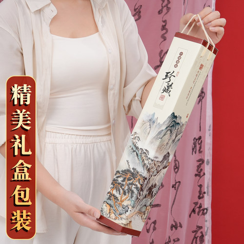 挂历定制2026年新款齐白石日历马年装饰画中国风家用挂墙大号记事本古风老式大挂历打卡计划表空白布艺挂画 - 图0