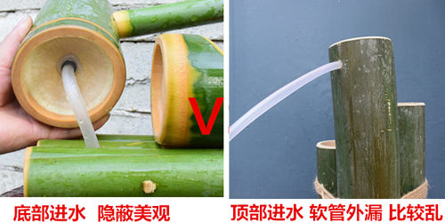 竹子流水器竹筒流水养鱼过滤石槽金鱼缸摆件循环流水器增氧加湿器 - 图1