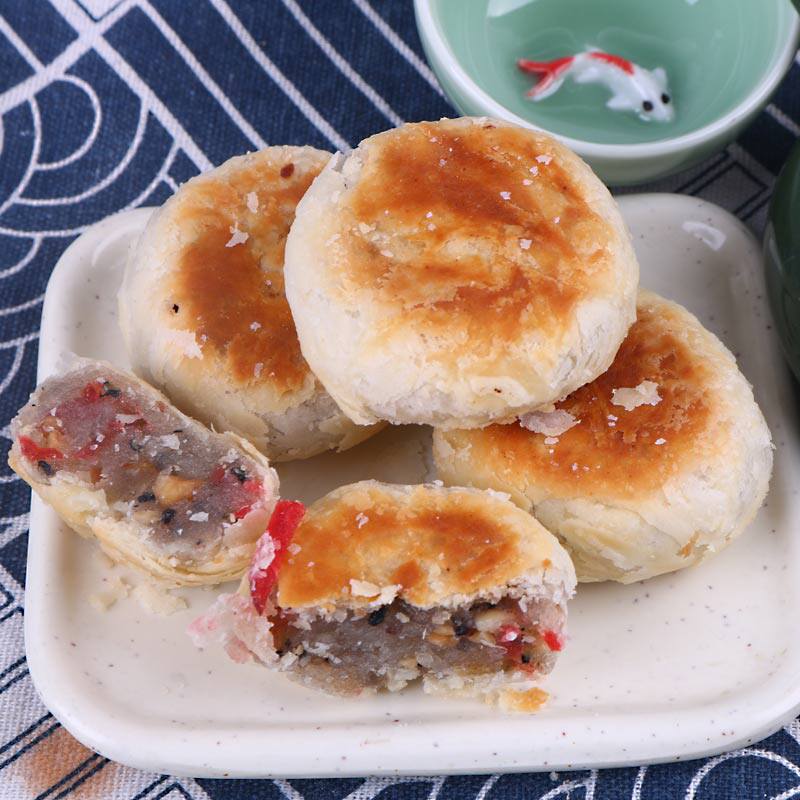 五仁月饼酥皮酥饼老式手工糕点传统散装馅料青红丝木糖醇温岭特产_虎窝淘