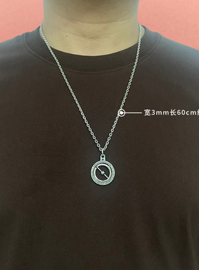 纯银情侣天文球项链男2024新款爆款设计感小众双环复古个性吊坠女
