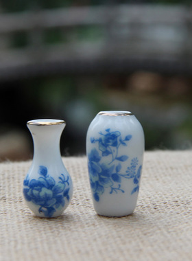 嘉丹青花瓷花瓶仿古纯金描边