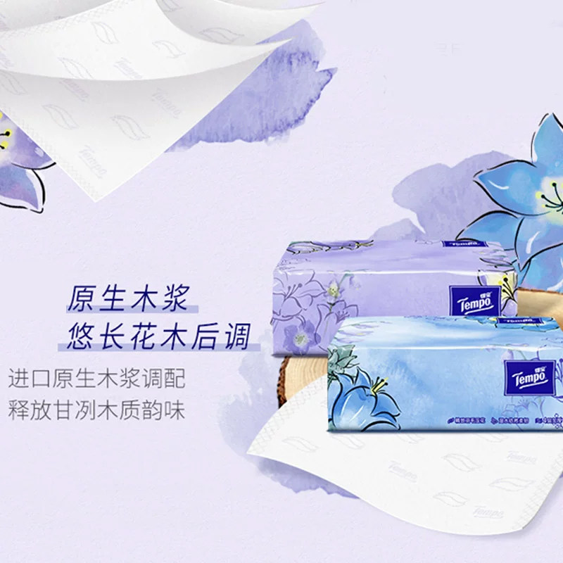 Tempo得宝mini蓝风铃香四层加厚80抽10包/20包/40包母婴推荐by