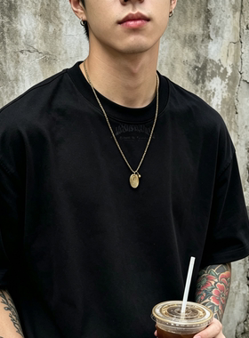 小众原创钛钢指纹吊坠男生项链