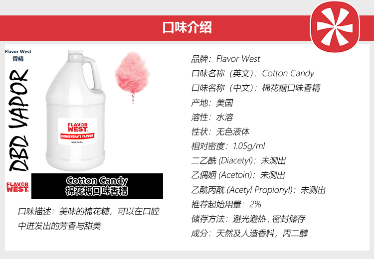 FlavorWest香精美国进口DIY香精Cotton Candy棉花糖口味香精 - 图0