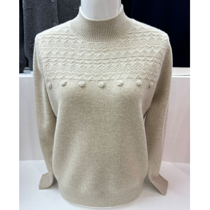 雪豹妈妈羊绒衫女款2025新款毛衣加厚打底针织衫中老年女装羊毛衫 - 图0