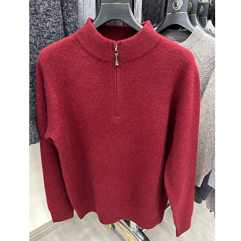 雪豹羊绒衫男士冬款毛衣加厚拉链领打底衫爸爸针织衫中年男羊毛衫,淘宝优惠券,粉丝福利购,淘宝优惠卷