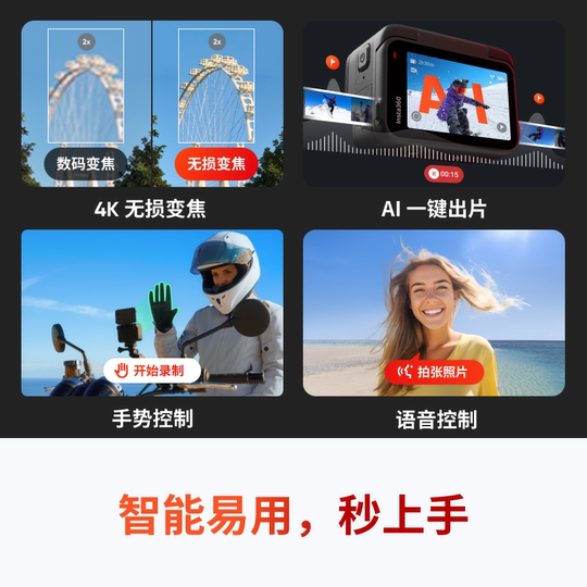 Экшн-камера Shadowstone Insta360 Ace Pro, мотоцикл, велоспорт, Leica, ночная сцена