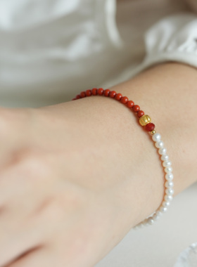 南红天然珍珠新中式手作手链