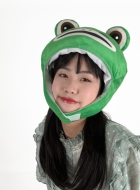 绿色青蛙头套帽子少女心ins可爱