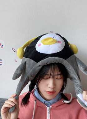 少女心卡通人物企鹅抖音拍照帽子