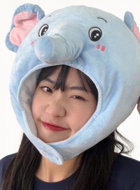 蓝色大象头套帽子可爱搞怪卡通