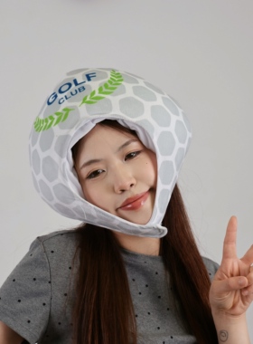 可爱搞怪卡通创意男女通用高尔夫头套帽子拍照运动会入场道具装扮