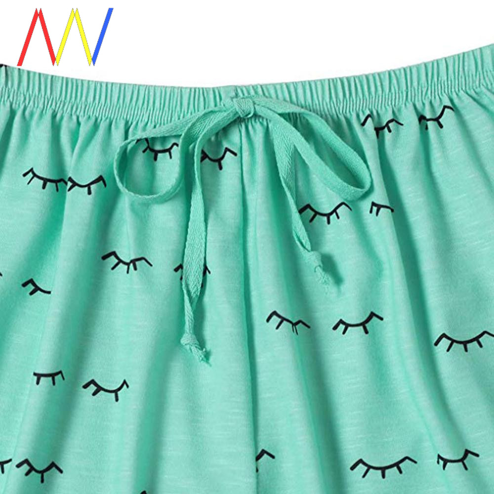 Pajamas Women Shorts T-Shirt Sleepwear Nightwear Set pyjama - 图2