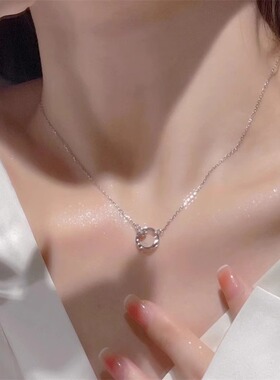 S925纯银莫比乌斯环项链女轻奢小众配饰2025年新款爆款高级锁骨链
