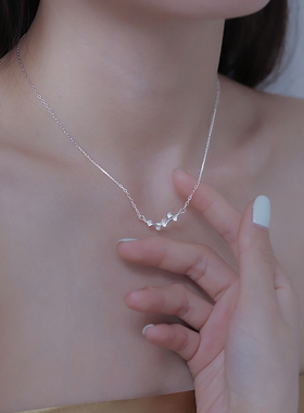 银杏叶925纯银项链女锁骨链轻奢小众韩版ins甜美小清新森系吊坠夏