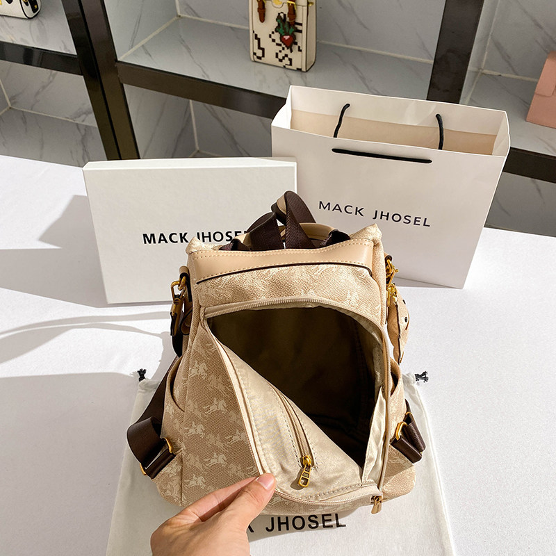 MackJhosel官网复古印花大容量双肩包包女2025新款高级感旅行背包,淘宝优惠券,粉丝福利购,淘宝优惠卷