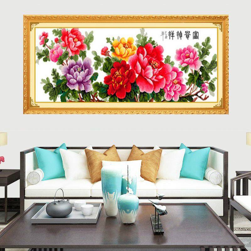 带框十字绣成品纯手工绣好的花开富贵大幅富贵祯祥大幅乔迁送礼,淘宝优惠券,粉丝福利购,淘宝优惠卷