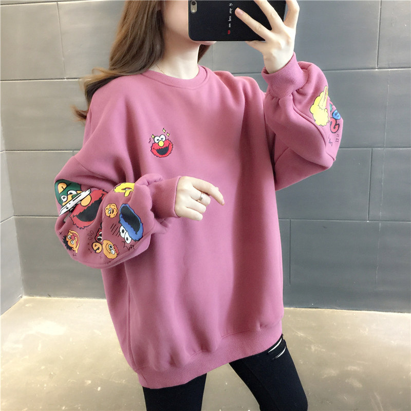 中长款卡通加绒2020秋冬新款卫衣 青花羊卫衣/绒衫