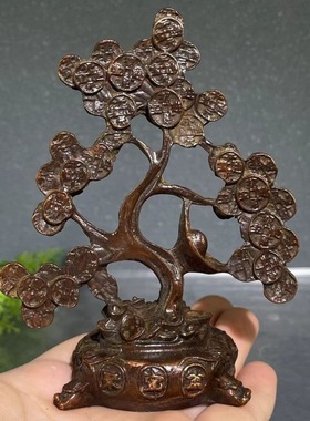 复古铜器元宝摇钱树聚宝盆招财进宝金钱树发财树家居客厅装饰摆件