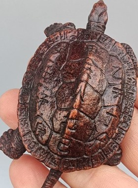 古玩三元天干实心老铜乌龟摆件茶宠手把件镇纸把玩仿古铜器摆件