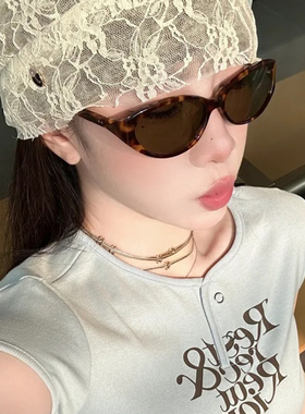 韩版书呆子墨镜猫眼豹纹女高级海边旅游度假凹造型太阳镜防紫外线