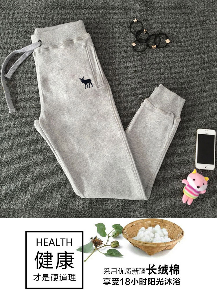 纯棉女裤运动裤女秋冬休闲卫裤加绒欧洲站灰色欧货束脚薄厚长裤子 纯棉女裤运动裤女秋冬休闲卫裤加绒欧洲站灰色欧货束脚薄厚长裤子