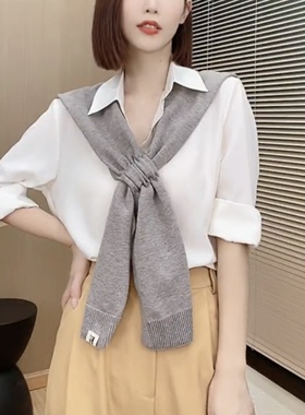 春秋冬纯色简约韩版女百搭披肩