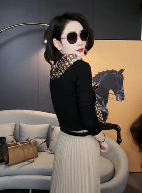 欧丝绣春夏秋冬连帽飘带韩版女士印花
