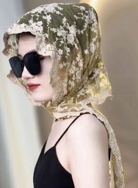 蕾丝帽防晒韩版女春夏丝巾帽