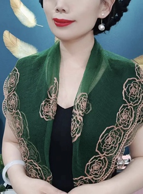 四季刺绣民族风女士护颈围巾纱巾
