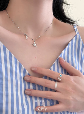 海星吊坠项链女款高级感轻奢小众气质温柔锁骨链颈链纯银配饰品夏