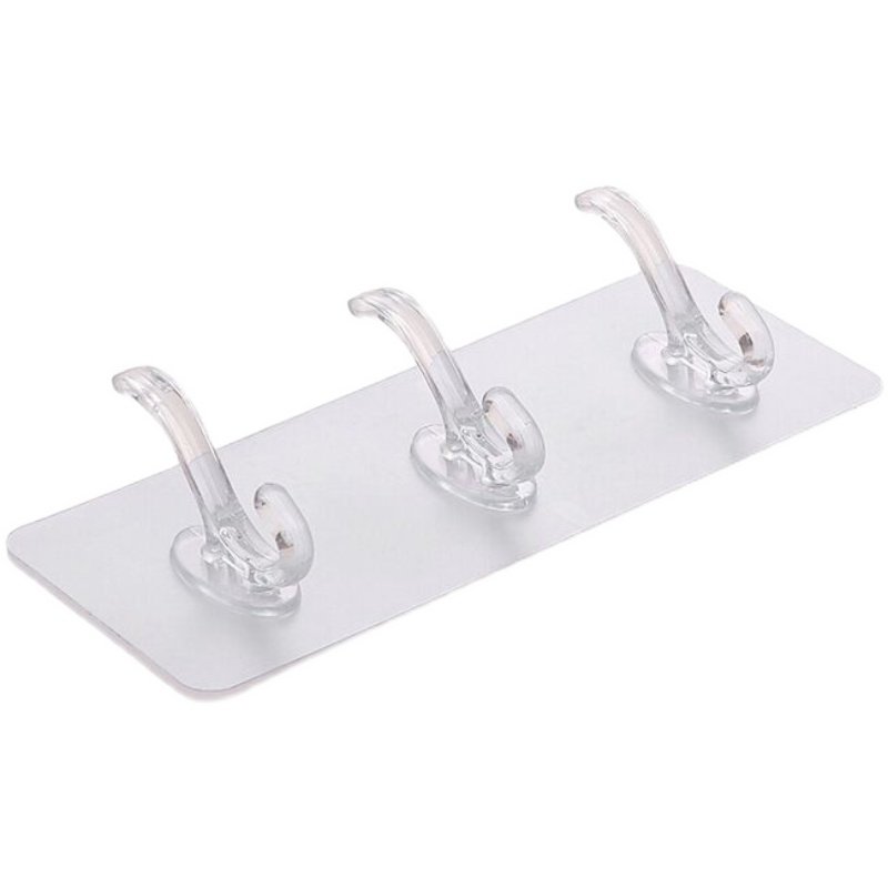 透明连排挂钩六连挂强力粘胶不掉落收纳壁挂无痕免打孔门后粘钩