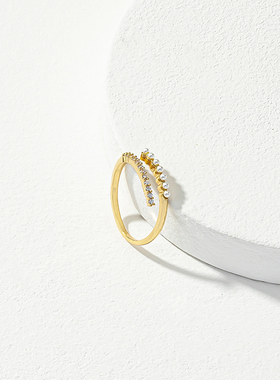 新款ins冷淡风小众高级感轻奢圆形开口珍珠锆石戒指指环