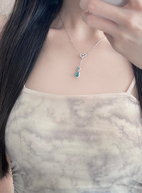 冰种蓝水翡翠葫芦吊坠纯银女款2025新款女生高级感轻奢小众项链